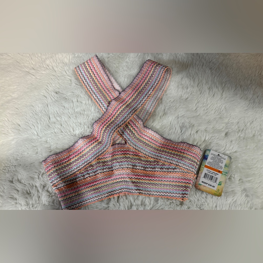NWT Hobie Rainbow Criss Cross Swim Top - Picture 4 of 10
